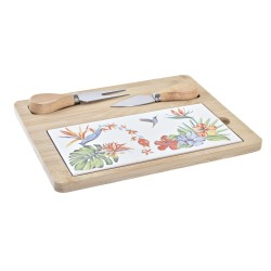 Επιφάνεια Τυριών DKD Home Decor Bamboo Πήλινα 24,5 x 20 x 1,2 cm (4 Μονάδες)