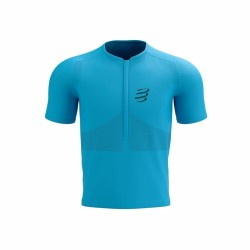 Unisex Μπλούζα με Κοντό Μανίκι Compressport Trail Half-Zip Fitted SS Sky μπλε