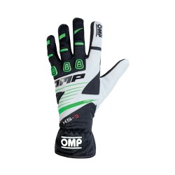 Kids Karting Gloves OMP KS-3 MY2018 Λευκό Μαύρο Πράσινο 6 kart