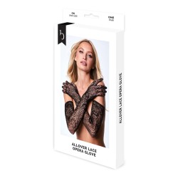 Γάντια Baci Lingerie Allover Lace Opera Μαύρο