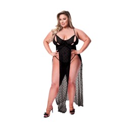 Babydoll Baci Lingerie Gown & G-string Μαύρο Queen size 2 Τεμάχια