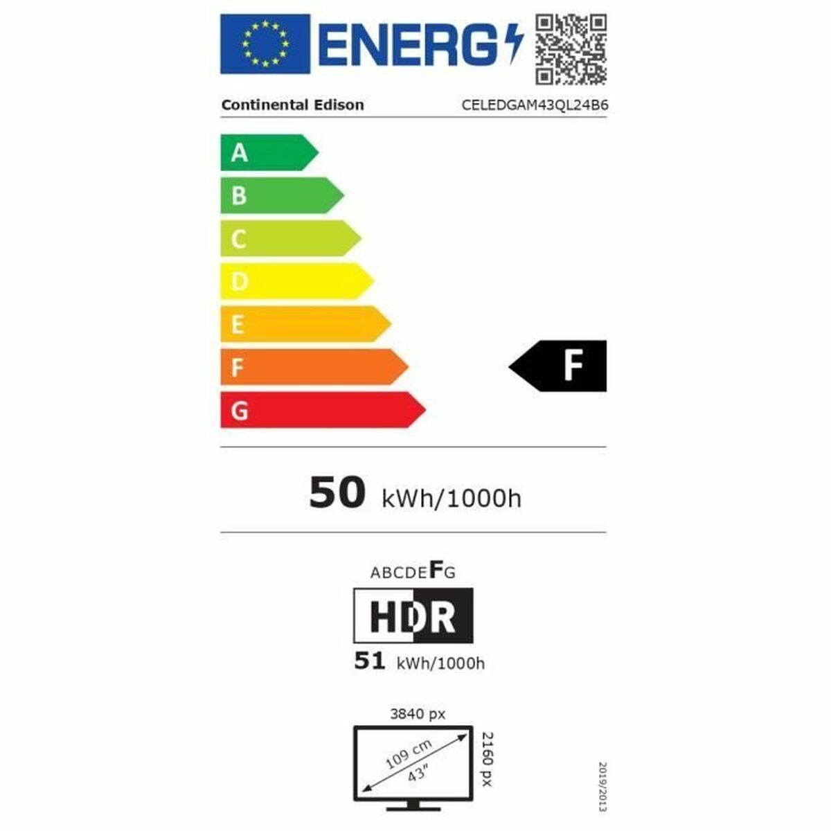 Smart TV Continental Edison CELEDGAM43QL24B6 4K Ultra HD 43