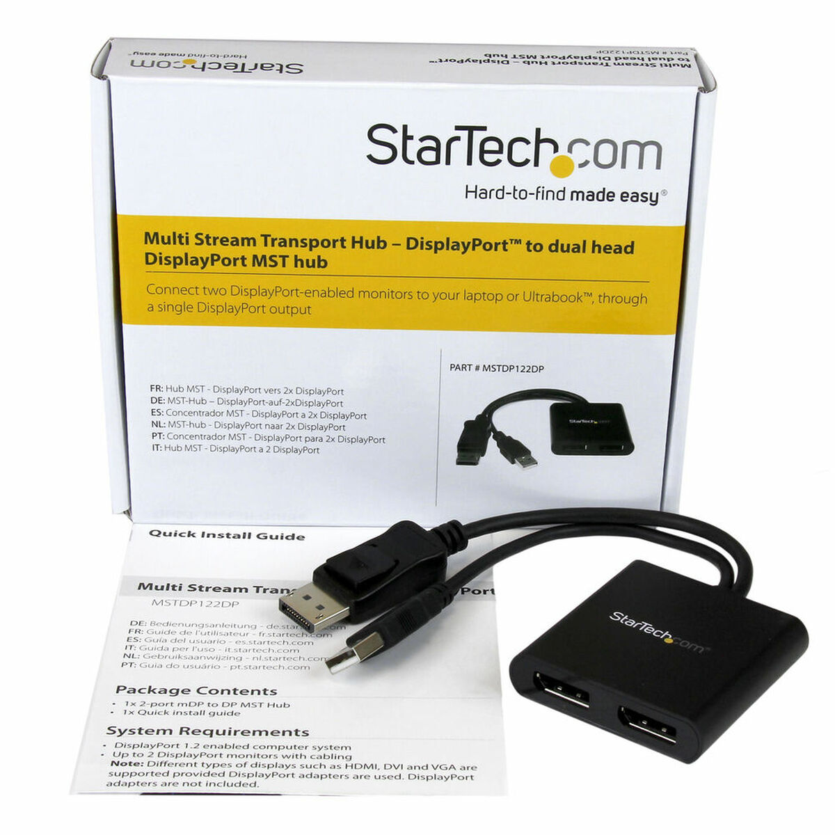 Splitter DisplayPort Startech MSTDP122DP Μαύρο 4K Ultra HD