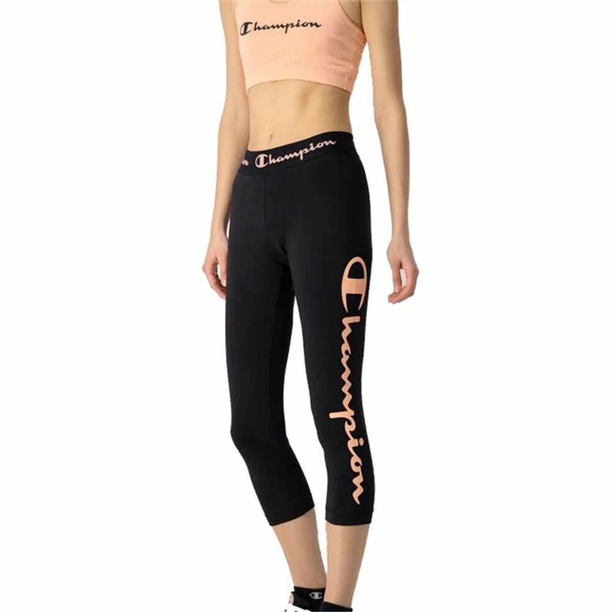 Αθλητικά Γυναικεία Κολάν Champion Quick-Dry Script Logo Crop Μαύρο