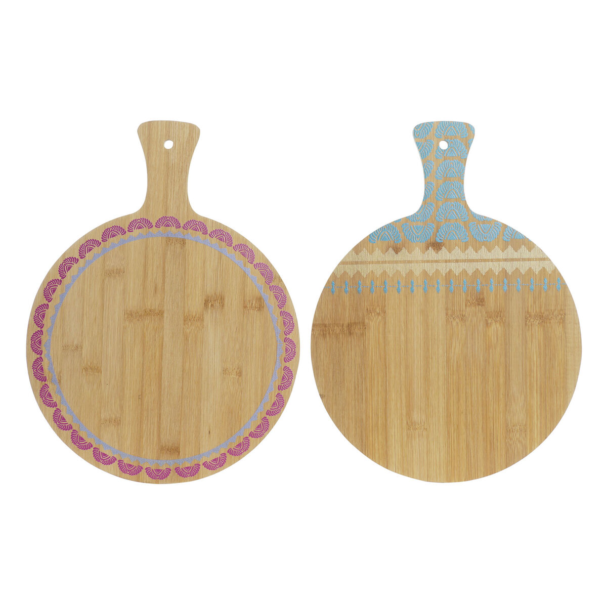 Πίνακας κοπής DKD Home Decor Τυρκουάζ Μπορντό Φυσικό Bamboo Αλουμίνιο Αποικιακό Τροπικό 30 x 40 x 1 cm (x2)