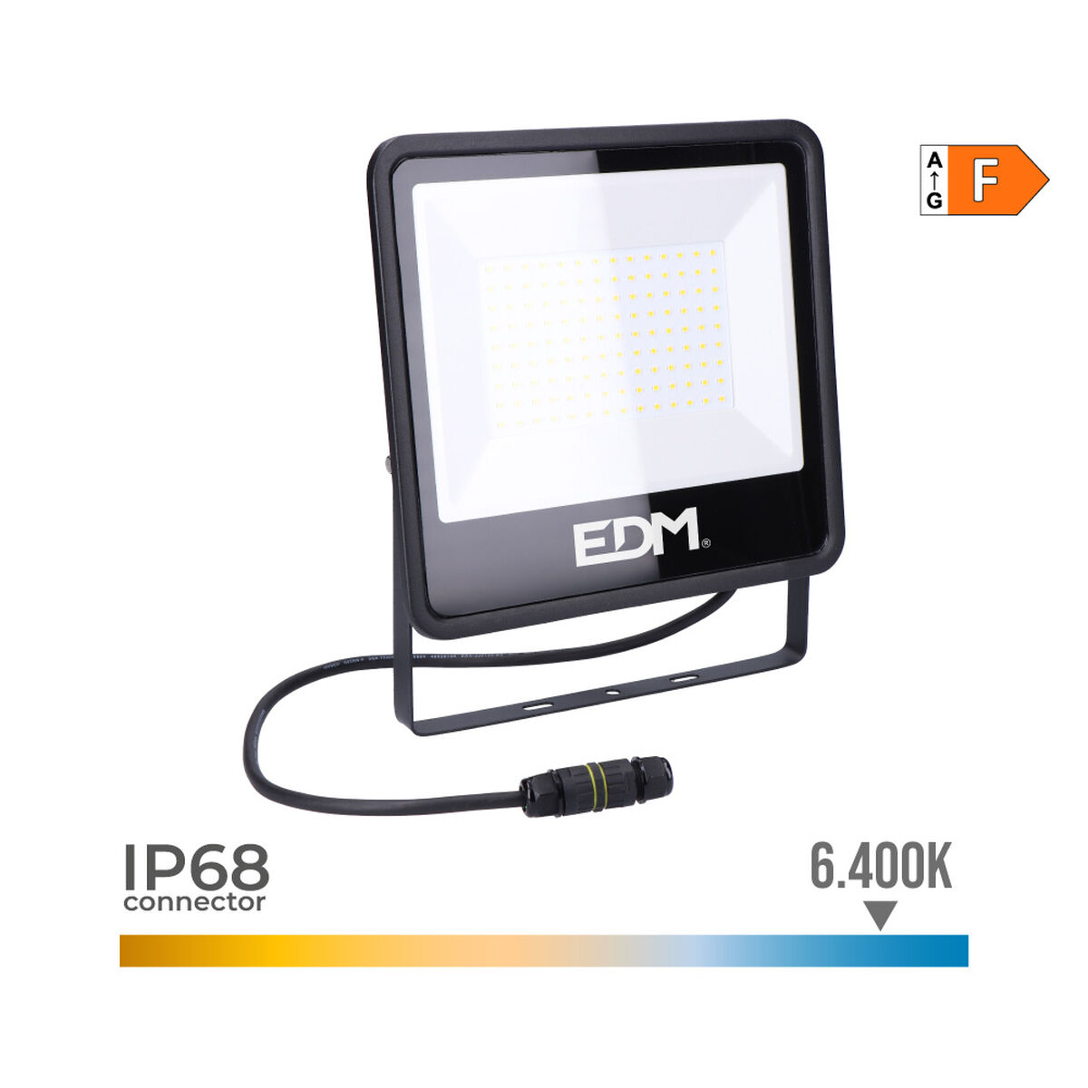 LED spotlight EDM Black Series 100 W 6400 K 24,6 x 22,8 x 2,9 cm