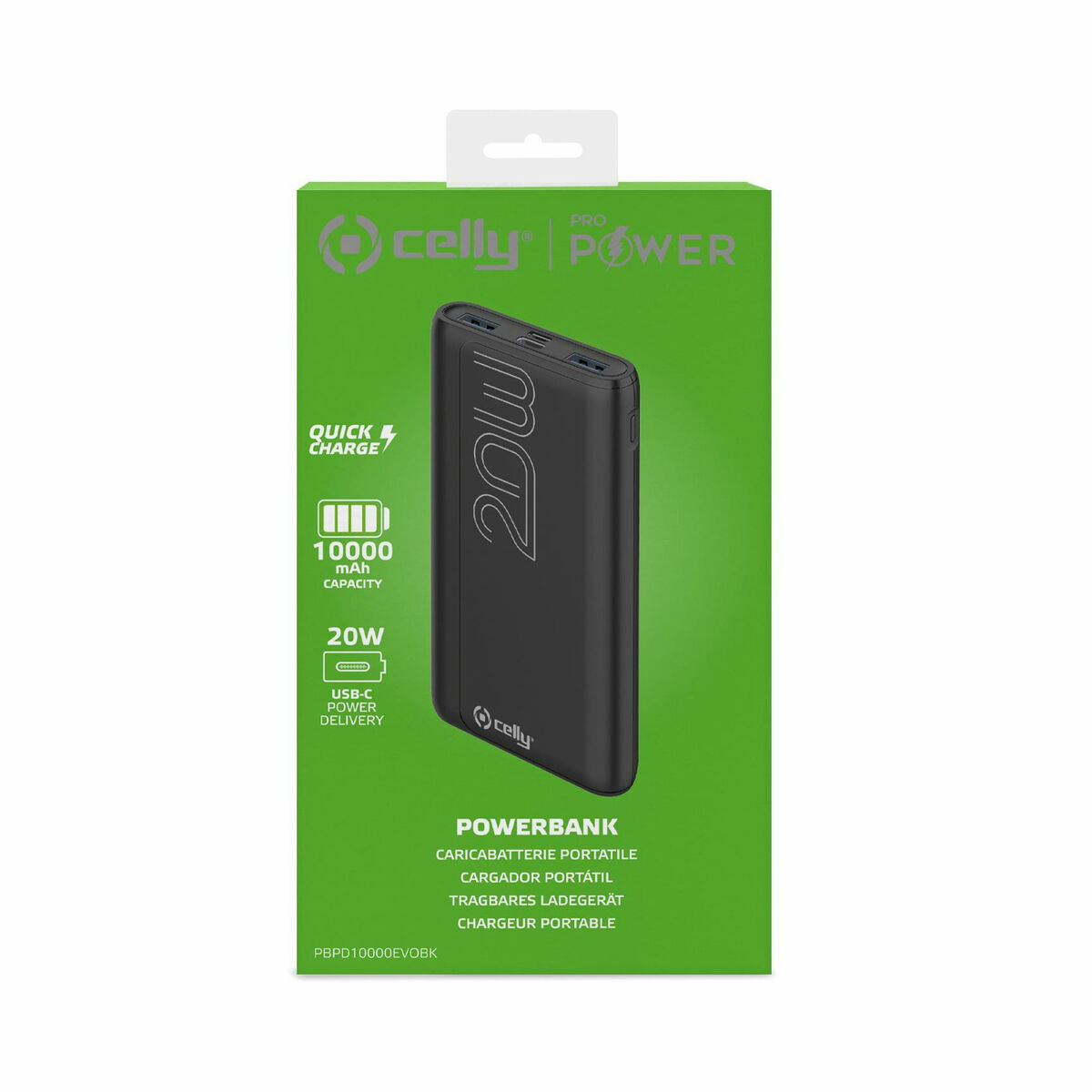 Powerbank Celly PBPD10000EVOBK Μαύρο