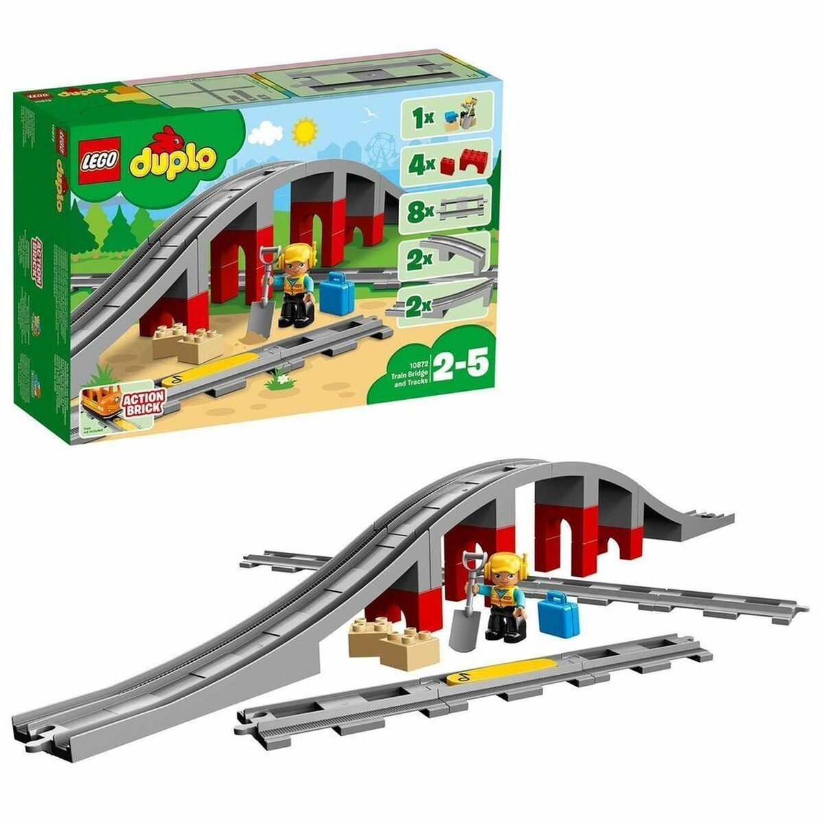 Playset Οχημάτων   Lego DUPLO 10872 Train rails and bridge         26 Τεμάχια