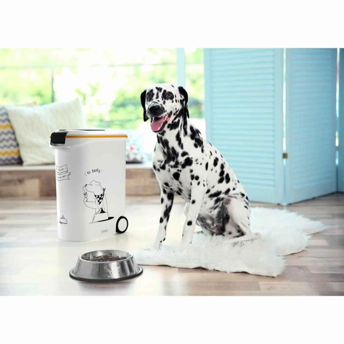 Pet food canister Curver 794096 Με τροχούς Λευκό Πλαστική ύλη 20 kg 54 L 49,3 x 27,8 x 60,5 cm