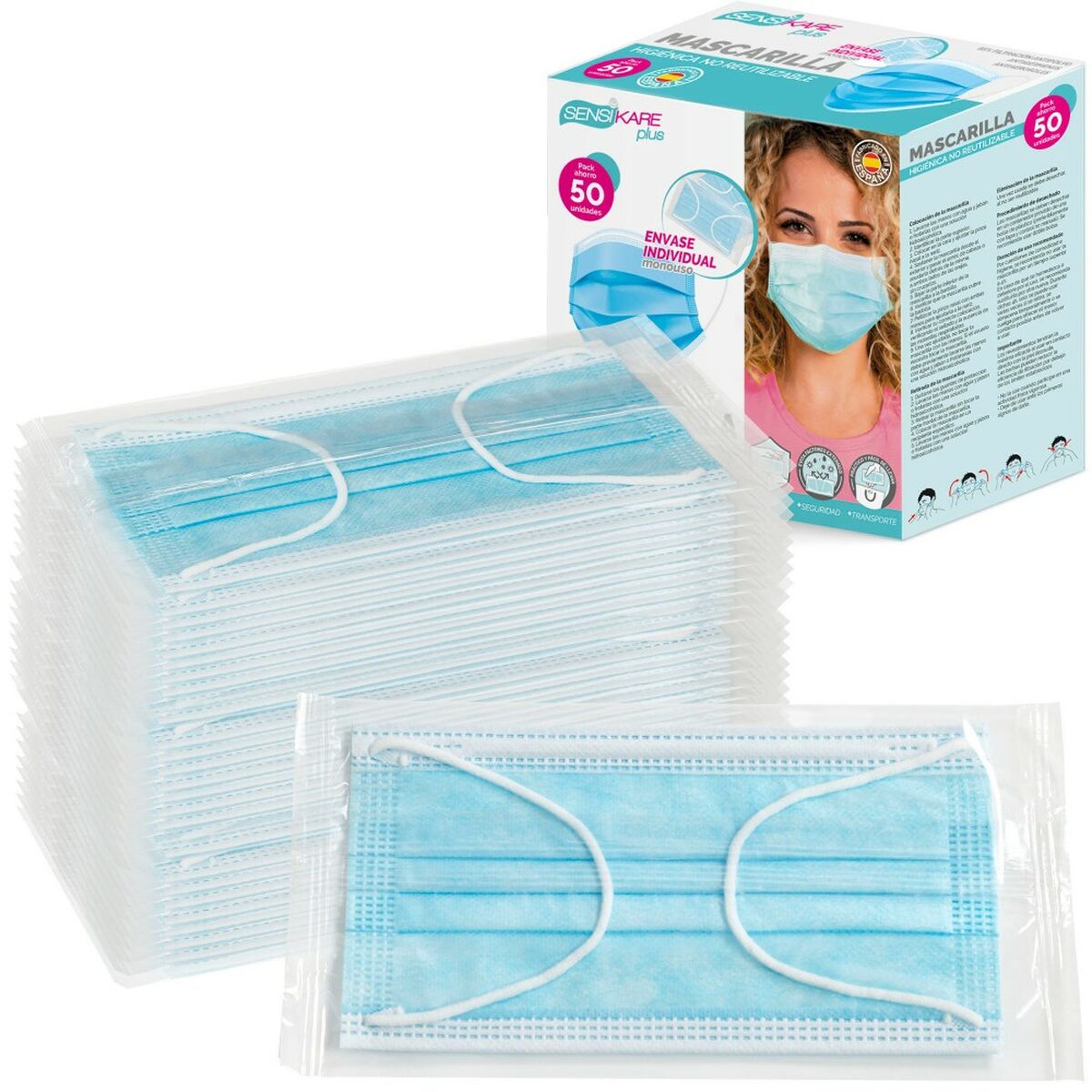 Box of hygienic masks SensiKare 50 Τεμάχια (12 Μονάδες)