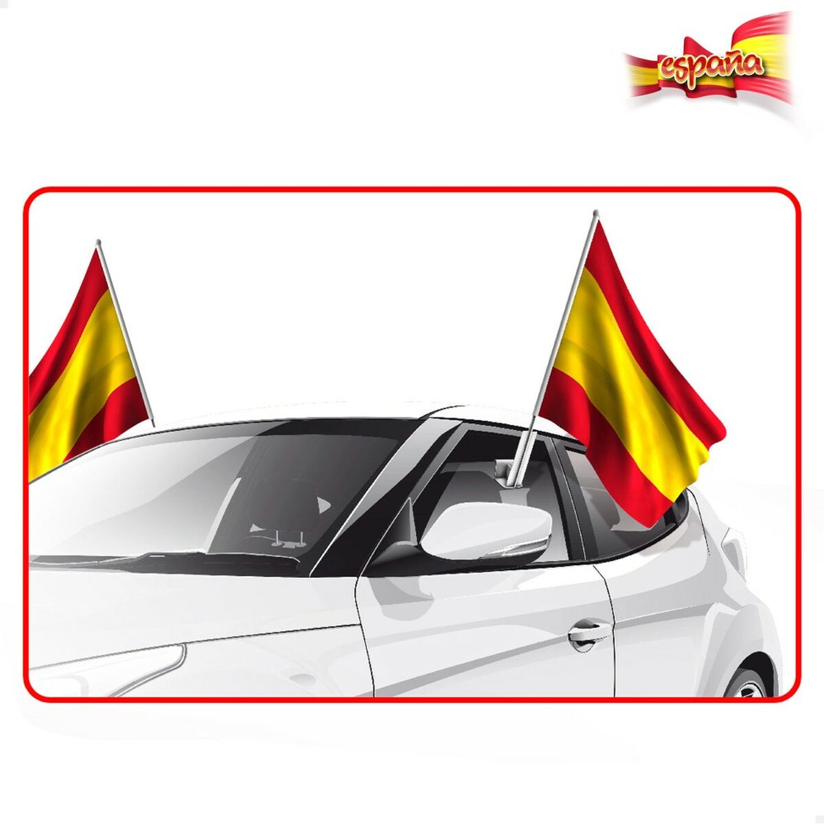 Car flag holder Colorbaby 45 x 30 cm Ισπανία 2 Τεμάχια 24 Μονάδες