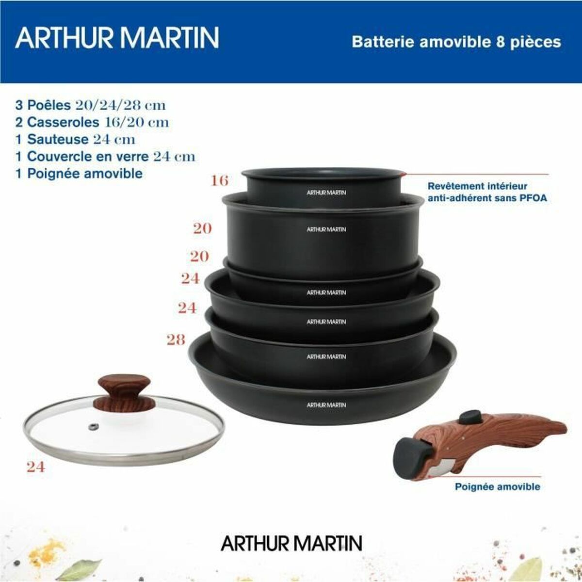 Μαγειρικά Σκεύη Arthur Martin 8 Τεμάχια