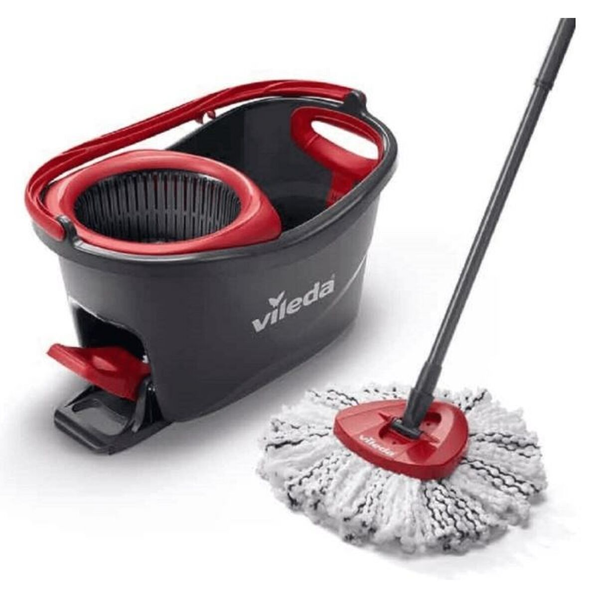 Mop with Bucket Vileda 167751 Μαύρο Κόκκινο Μικροΐνες Πλαστική ύλη