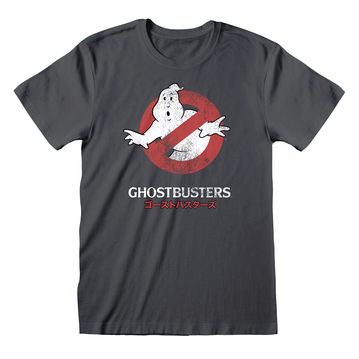 Unisex Μπλούζα με Κοντό Μανίκι The Ghostbusters Japanese Text Σκούρο γκρίζο