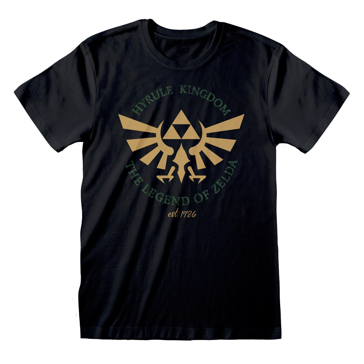 Unisex Μπλούζα με Κοντό Μανίκι The Legend of Zelda Hyrule Kingdom Crest Μαύρο