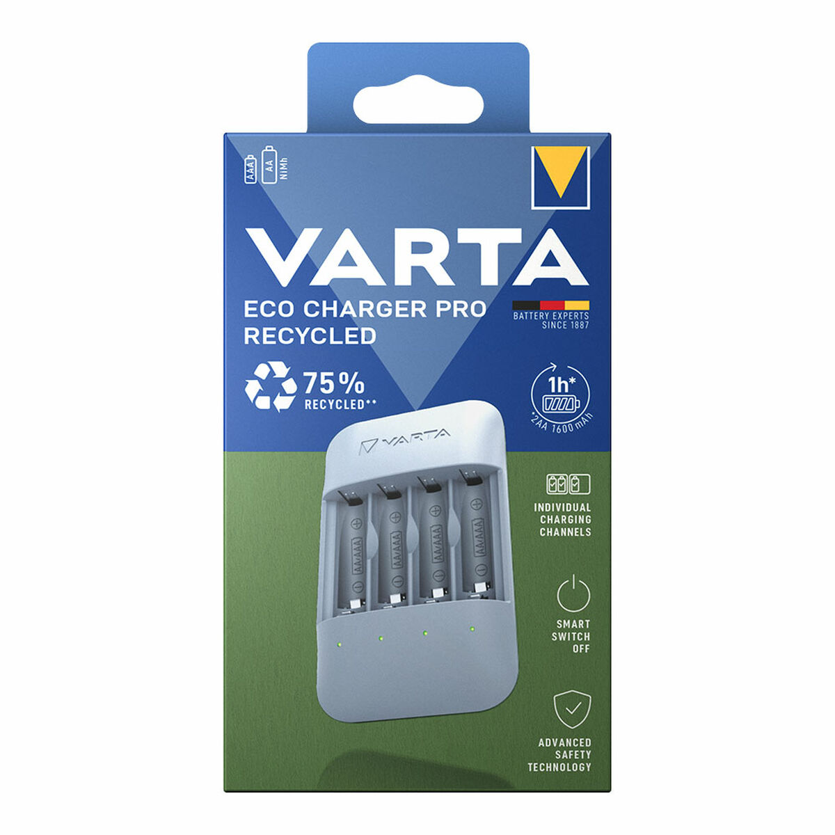 Φορτιστής Μπαταρίας Varta Eco Charger Pro Recycled 4 Μπαταρίες