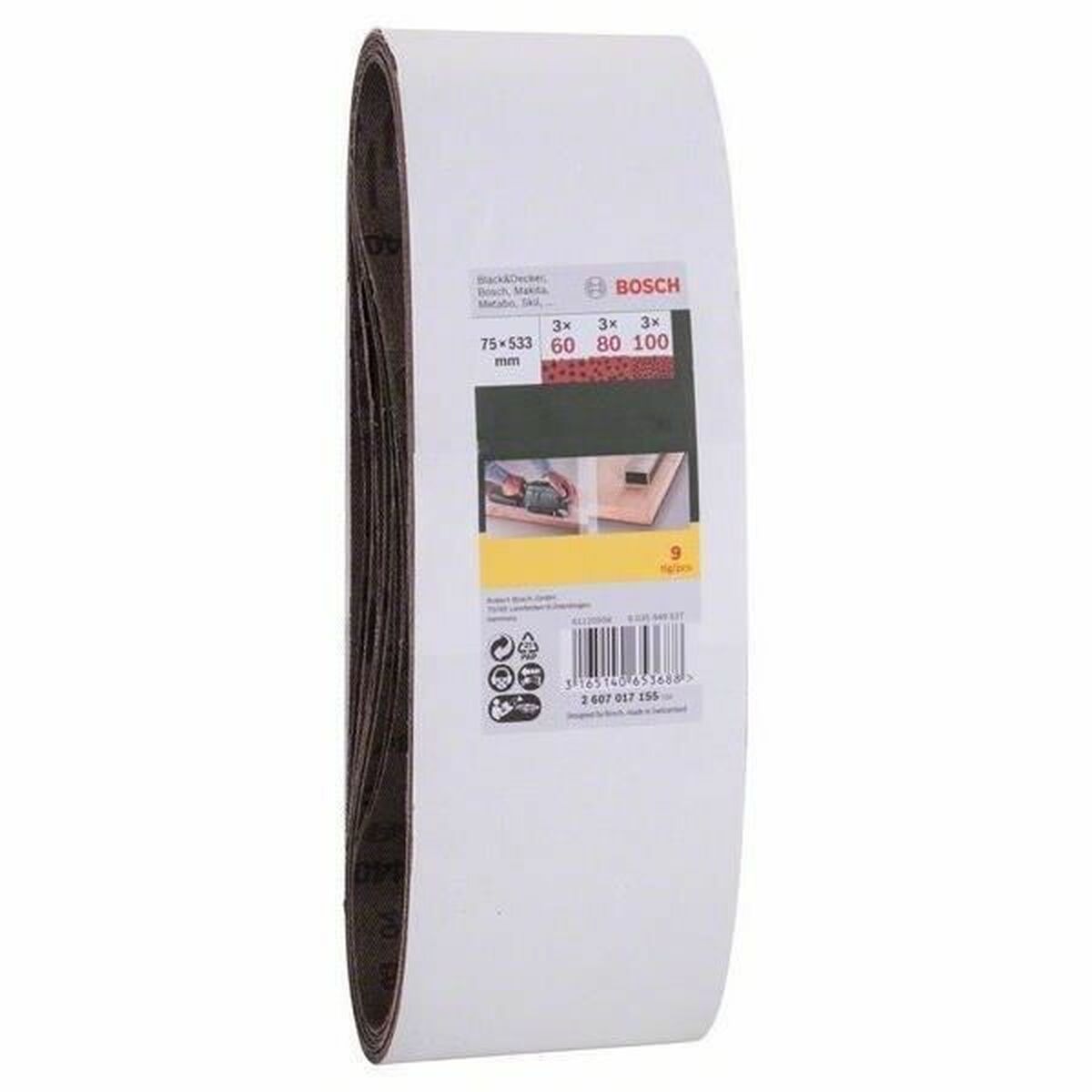 Belt sandpaper BOSCH 2607017155 9 Τεμάχια (Δωρεάν Μεταφορικά)