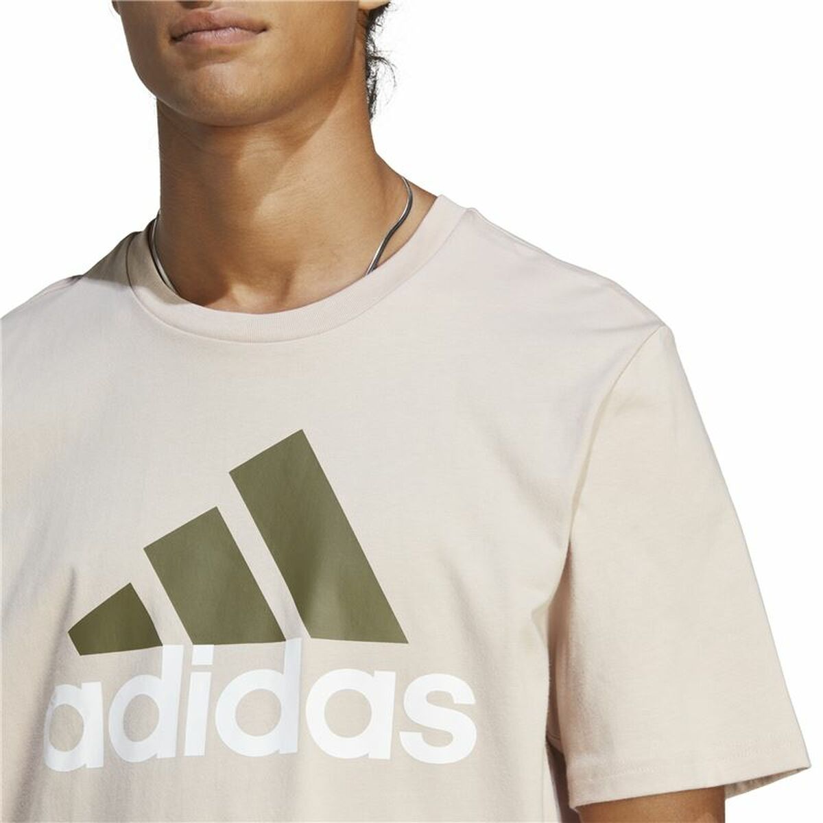 Ανδρική Μπλούζα με Κοντό Μανίκι Adidas Essentials Μπεζ