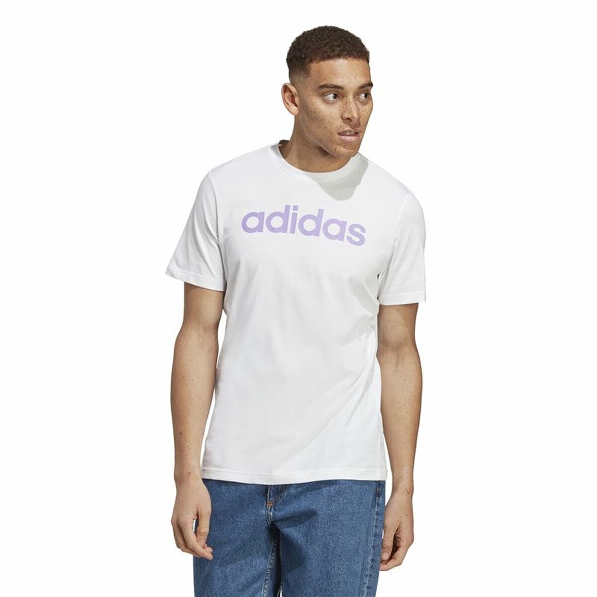 Ανδρική Μπλούζα με Κοντό Μανίκι Adidas Essentials Λευκό