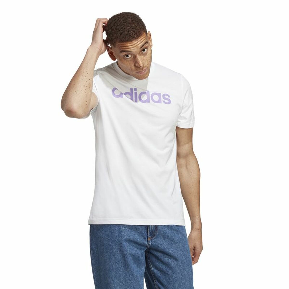 Ανδρική Μπλούζα με Κοντό Μανίκι Adidas Essentials Λευκό