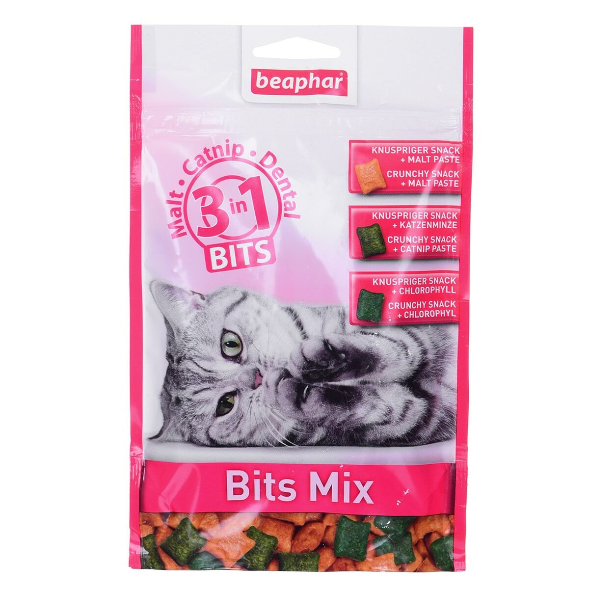 Snack for Cats Beaphar Bits Mix 150 g Λιχουδιές γρασίδι για την γάτα Χλωροφυλλίνη