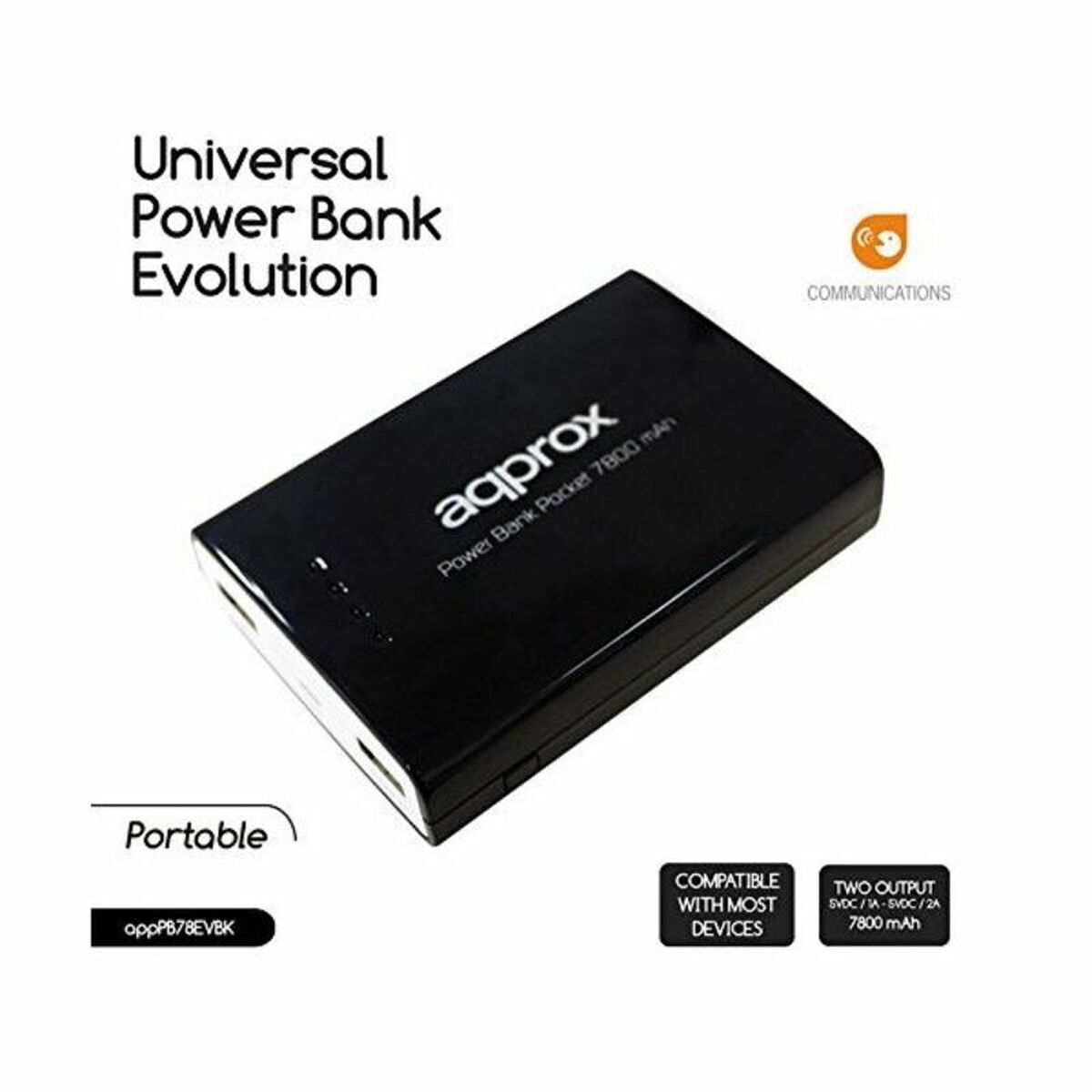 Power Bank approx! APPPB78EVBK 7800 mAh 2 x USB Micro USB 5 V 1-2 A Μαύρο