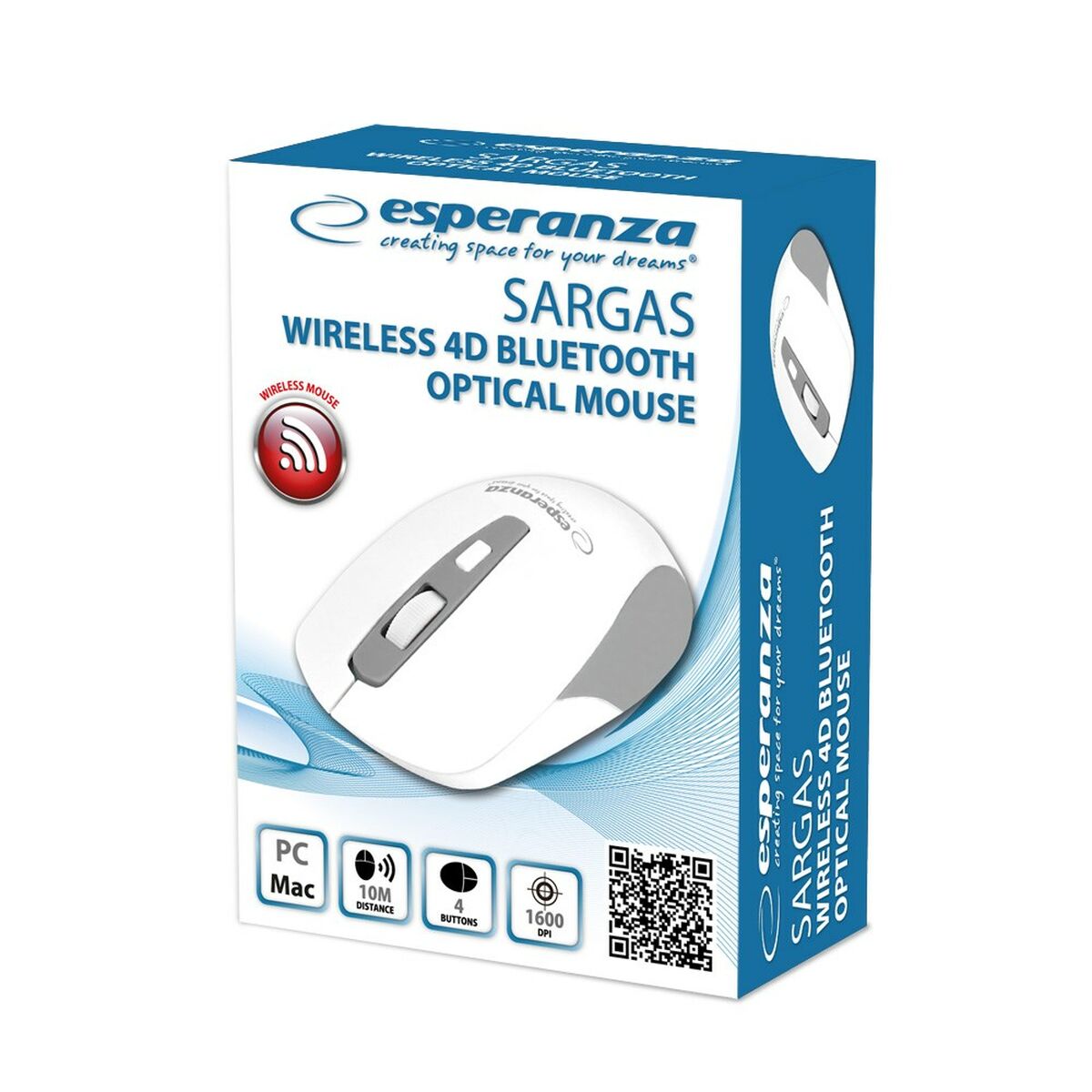 Bluetooth Ασύρματο Ποντίκι Esperanza EM130W Λευκό 1600 dpi