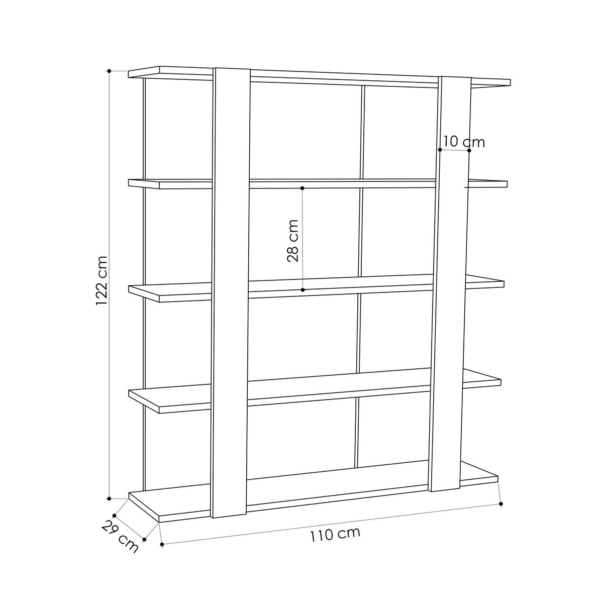 Βιβλιοπωλείο Alexandra House Living Λευκό Ξύλο MDP 110 x 122 x 29 cm 4 Ράφια