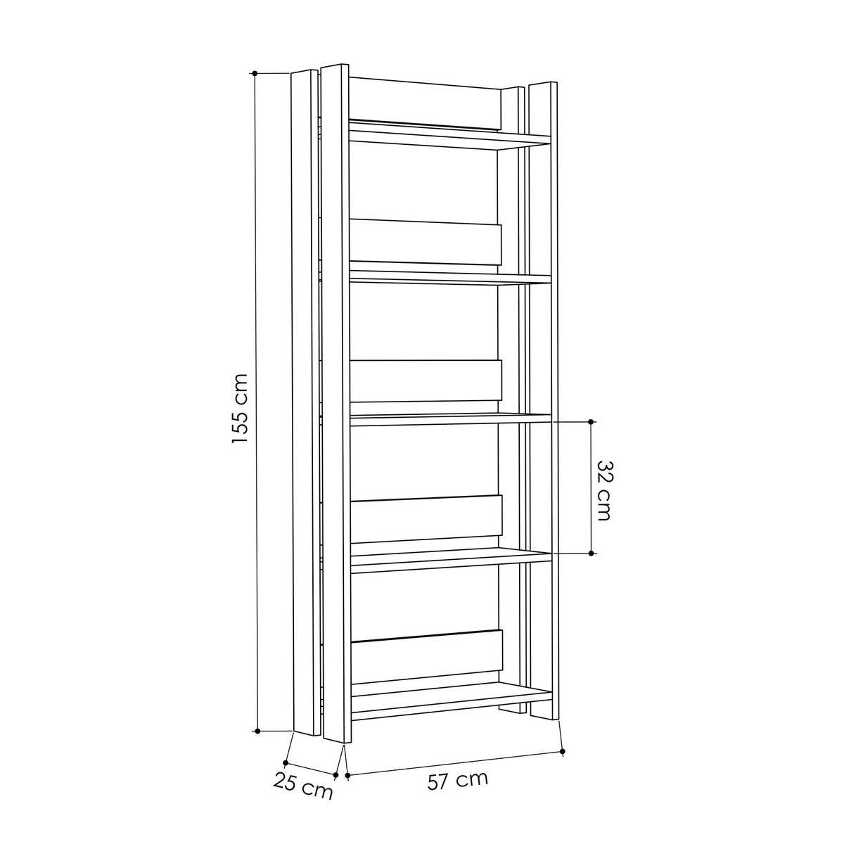 Βιβλιοπωλείο Alexandra House Living Λευκό Ξύλο MDP 57 x 155 x 25 cm 5 Ράφια