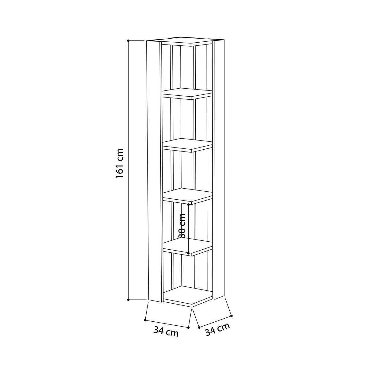 Γωνιακó Ράφι Alexandra House Living Λευκό Ξύλο MDP 33 x 161 x 33 cm 5 Ράφια